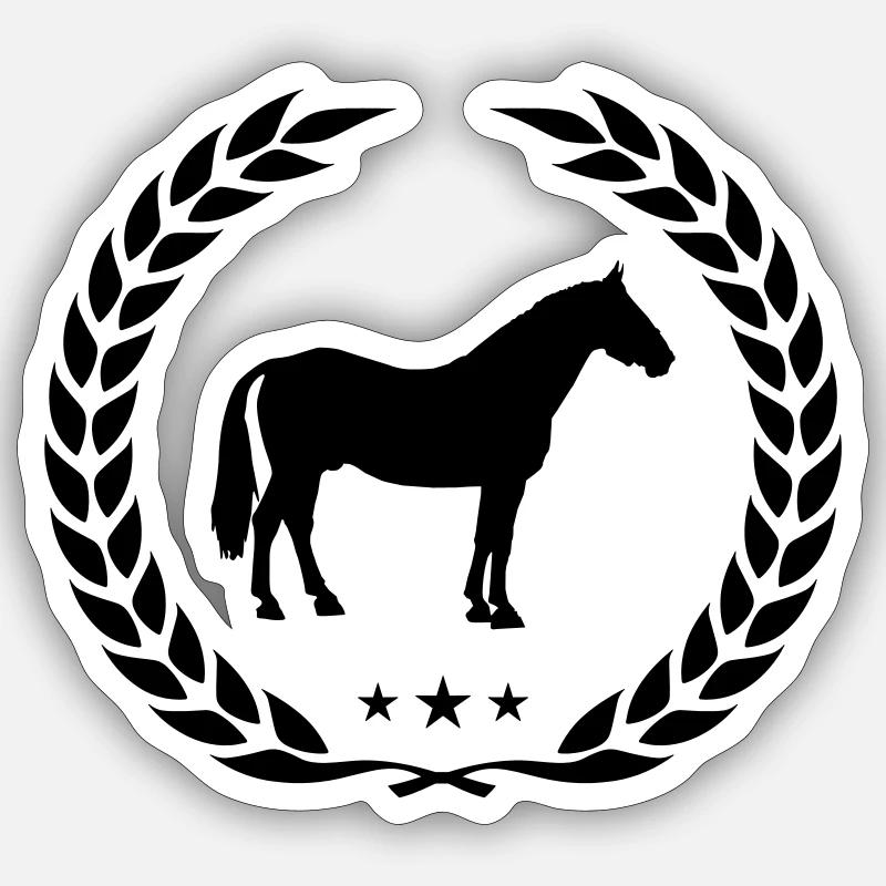 pferd silhouette kranz - Sticker taille S (10 x 10 cm) - blanc mat