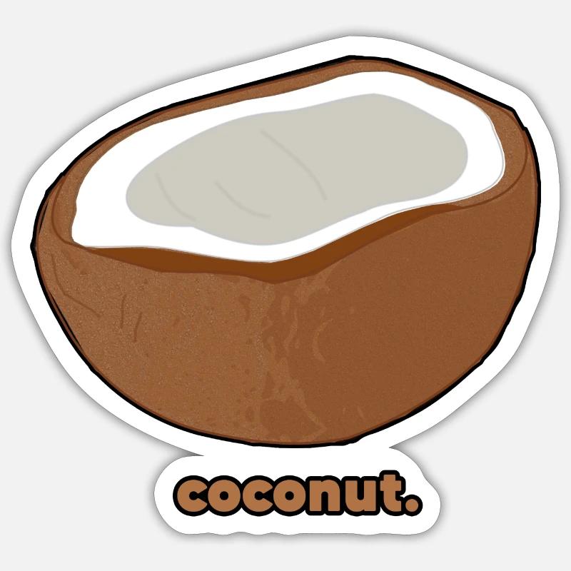 Noix de coco | Kokos - Sticker taille S (10 x 10 cm) - blanc mat