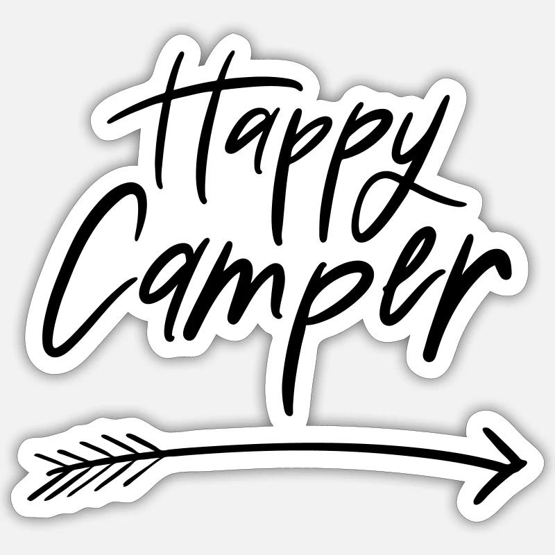 Happy Camper - Sticker Größe S (10 x 10 cm) - Mattweiß