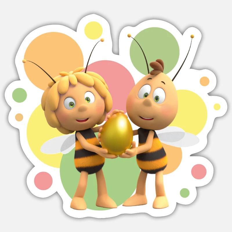 Maya The Bee 3 With Willy And The Orb - Sticker size S (10 x 10 cm) - white matte