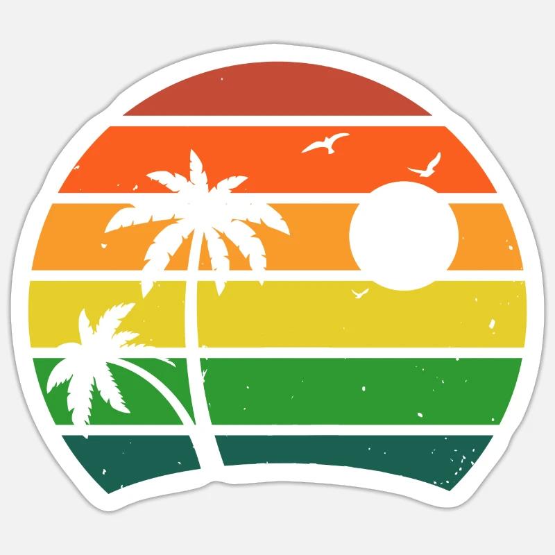 scène d’été - Sticker taille S (10 x 10 cm) - blanc mat