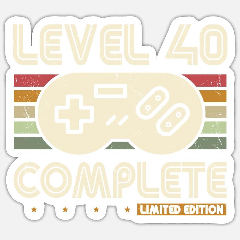 40. Geburtstag Level 40 Complete Retro Geschenk Sticker