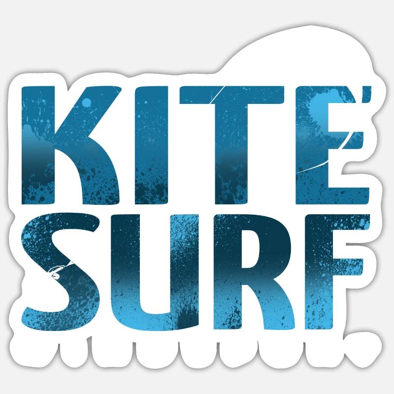 KITESURF 2021 bleu - Sticker taille S (10 x 10 cm) - blanc mat