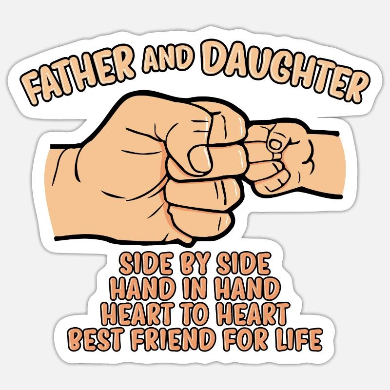 Vater und Tochter Fauststoß - Sticker Größe S (10 x 10 cm) - Mattweiß