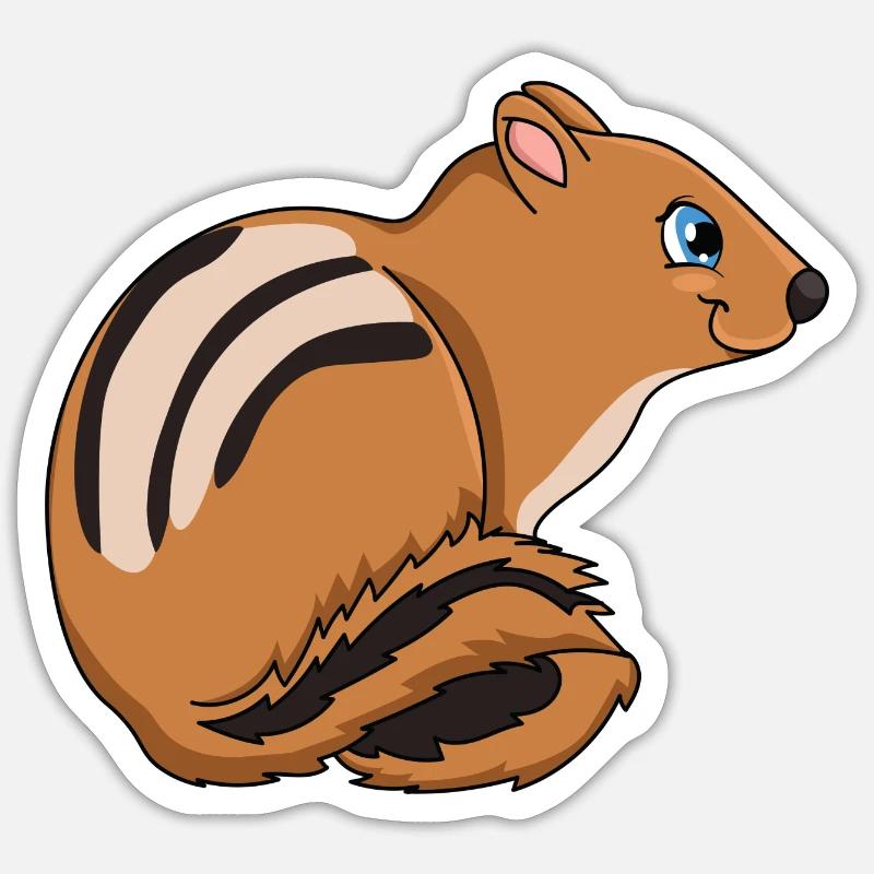 Des écureuils rayants - Sticker taille S (10 x 10 cm) - blanc mat
