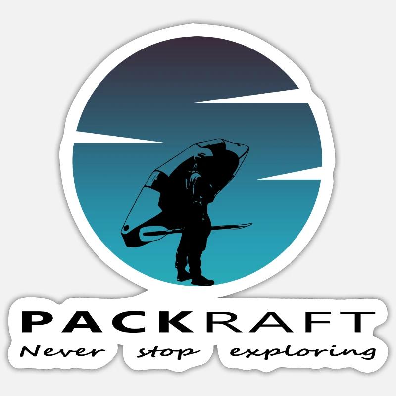 Packraft - Never stop exploring - Sticker Größe S (10 x 10 cm) - Mattweiß