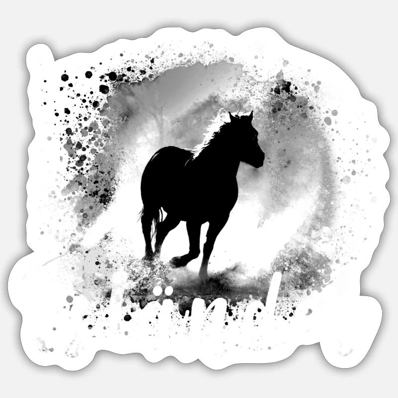pferd,haflinger, graffiti, malerei, grau,isländer - Sticker Größe S (10 x 10 cm) - Mattweiß