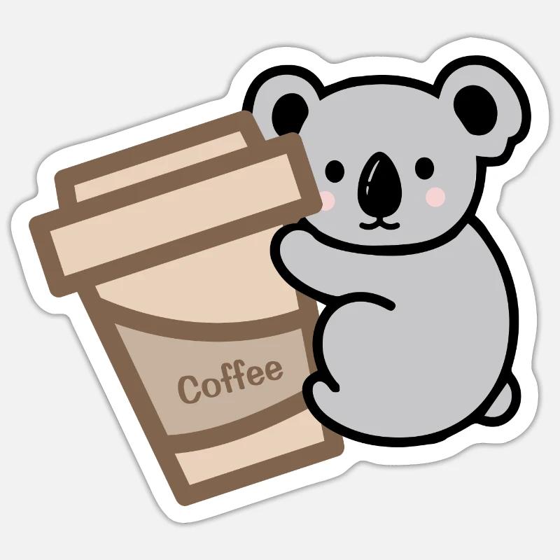 Koala Needs Coffee Sticker size S (10 x 10 cm)