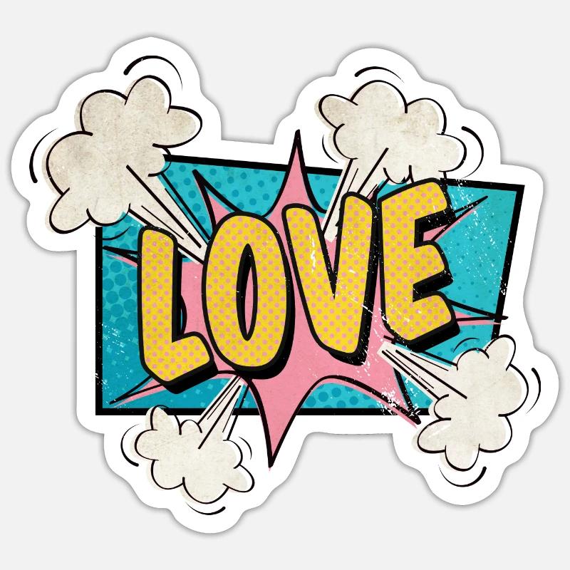 Love exploding BD style amoureux Sticker taille S (10 x 10 cm)
