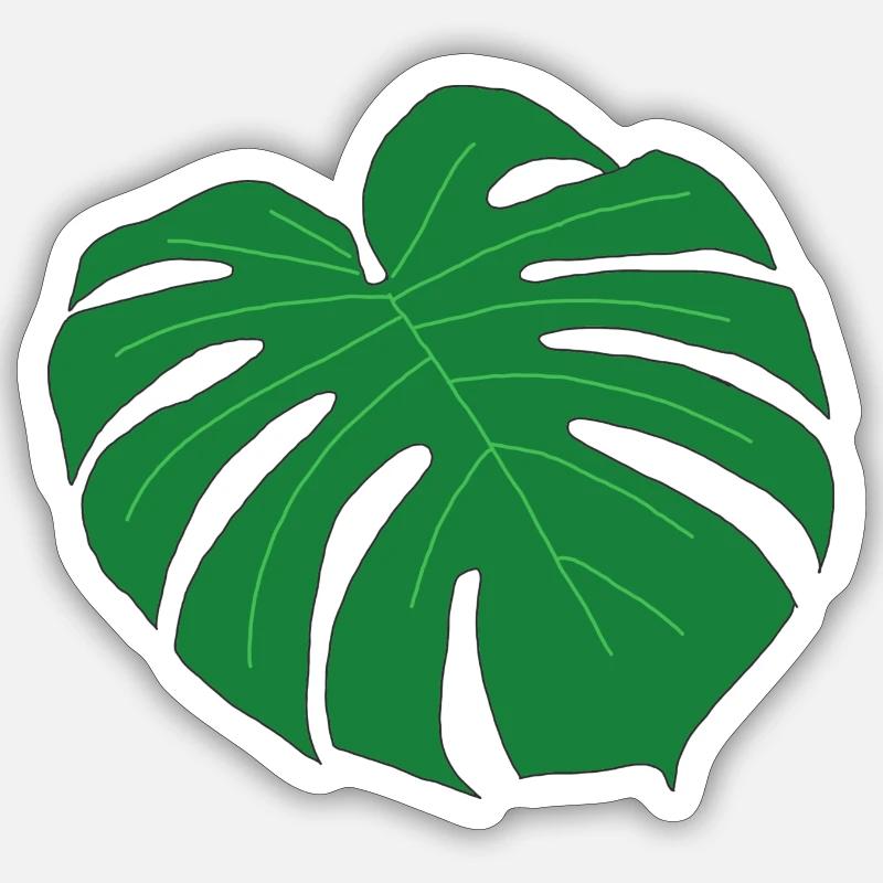 Monstera Blatt - Sticker Größe S (10 x 10 cm) - Mattweiß
