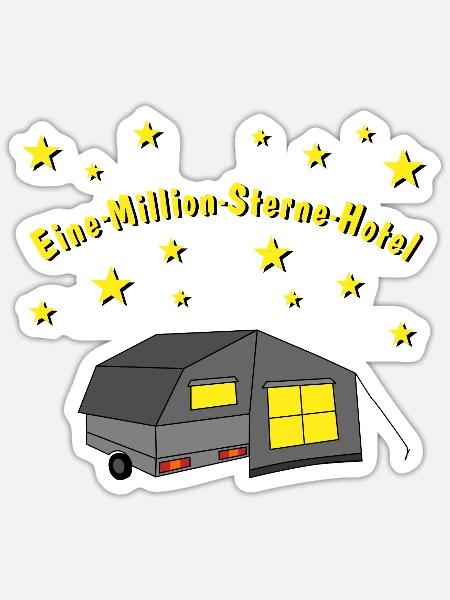 eine million sterne hotel faltcaravan - Sticker Größe S (10 x 10 cm) - Mattweiß