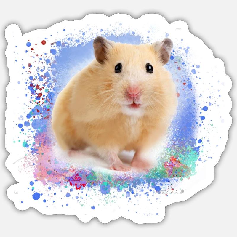 hamster, graffiti,malerei,grün,blau - Sticker Größe S (10 x 10 cm) - Mattweiß