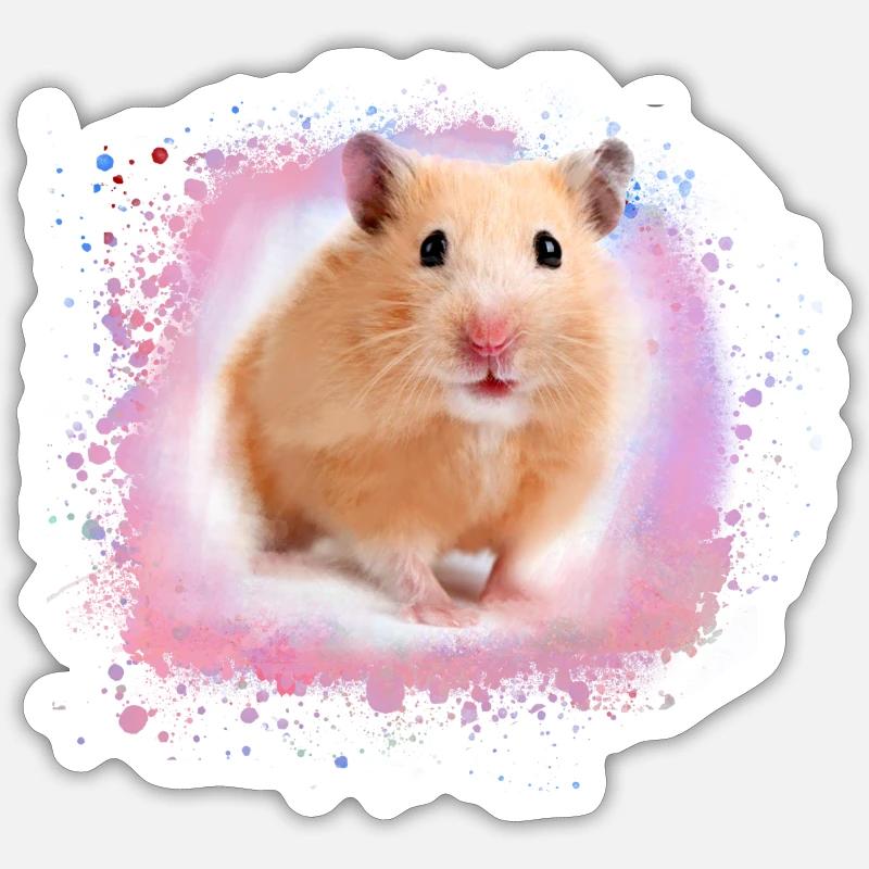 hamster, graffiti,malerei,rosa - Sticker Größe S (10 x 10 cm) - Mattweiß