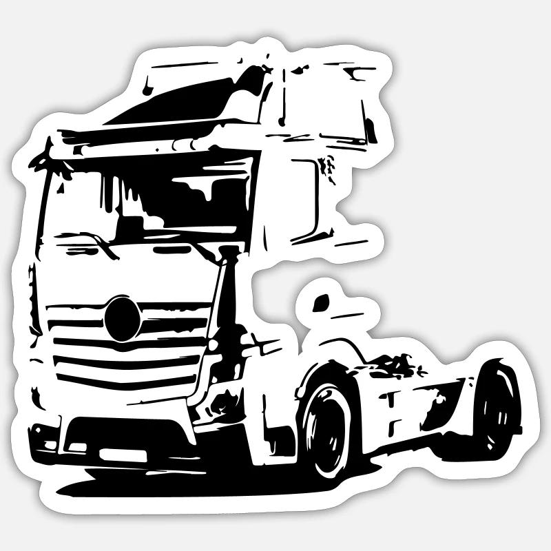 Deutscher LKW - Sticker Größe S (10 x 10 cm) - Mattweiß