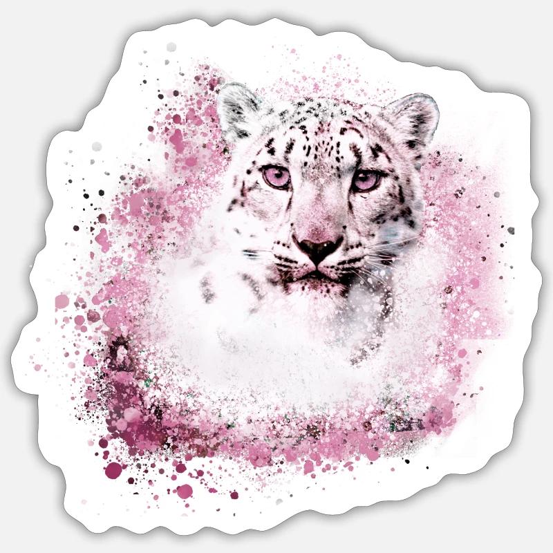 snow leopard,cat,leopard,white,wildcat Sticker size S (10 x 10 cm)