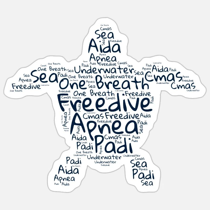Freedive - Word Cloud Turtle Sticker size S (10 x 10 cm)