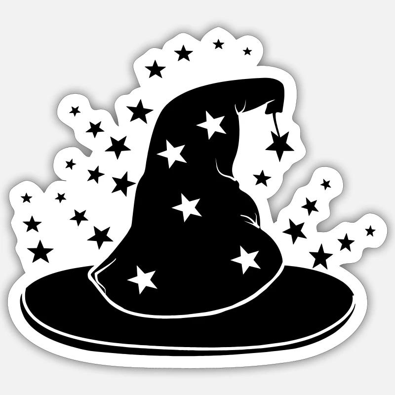 Magical wizard hat with stars - Sticker size S (10 x 10 cm) - white matte