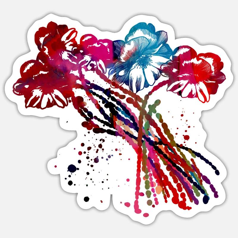 blumen,abstrakt,floral, graffiti,malerei, blume - Sticker Größe S (10 x 10 cm) - Mattweiß