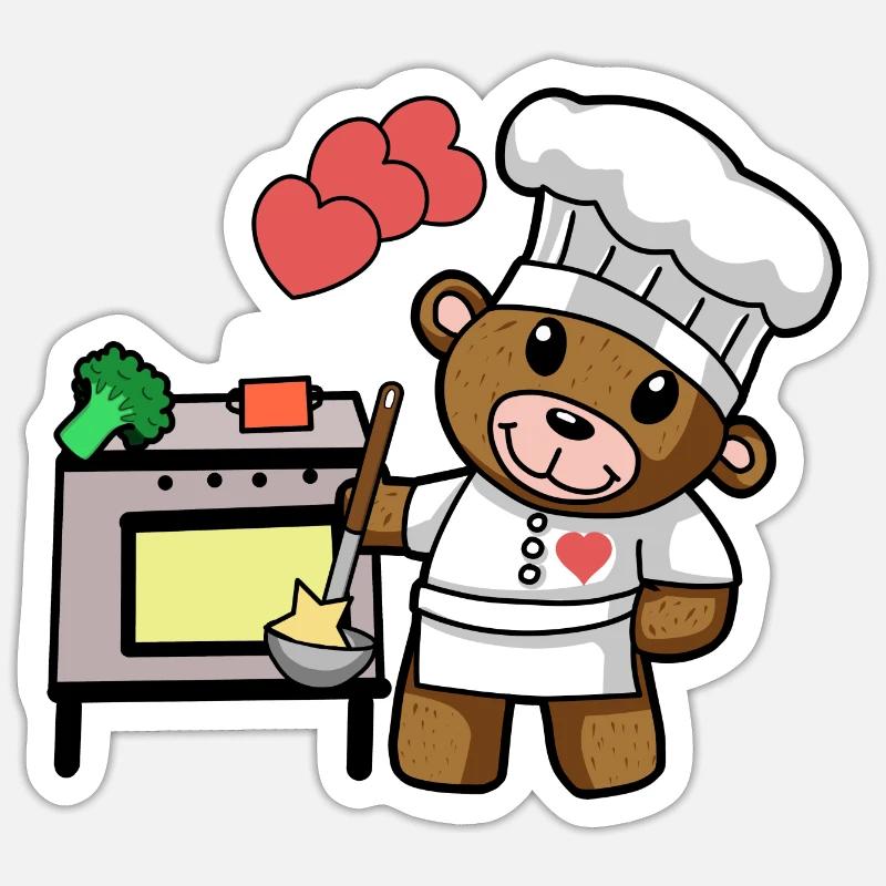 Teddy Bear Chef Cooking Culinary Arts Restaurant Kitchen Sticker size S (10 x 10 cm)