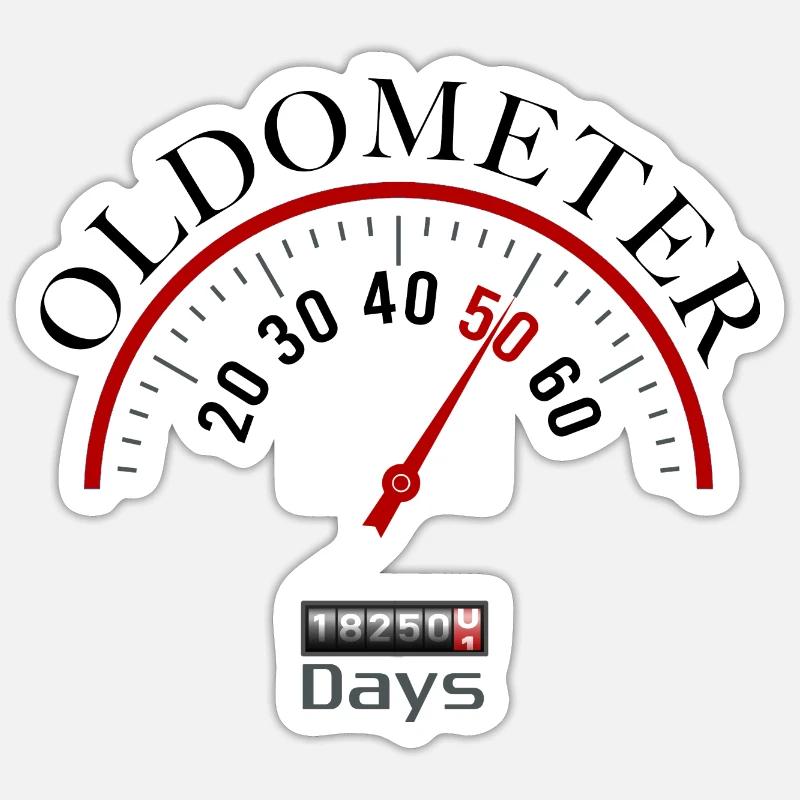 Oldomètre du 50e anniversaire - Sticker taille S (10 x 10 cm) - blanc mat
