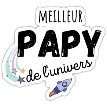 meilleur papy de l'univers cadeau papy - Sticker taille S (10 x 10 cm) - blanc mat - Devant