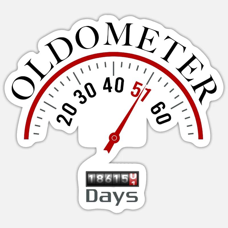 oldometer 51e anniversaire - Sticker taille S (10 x 10 cm) - blanc mat