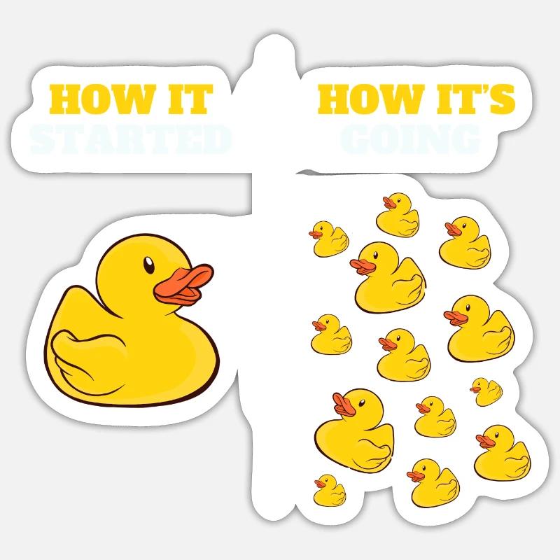 Comment cela a commencé Bath Duckling Duckie Yellow Rubber Sticker taille S (10 x 10 cm)