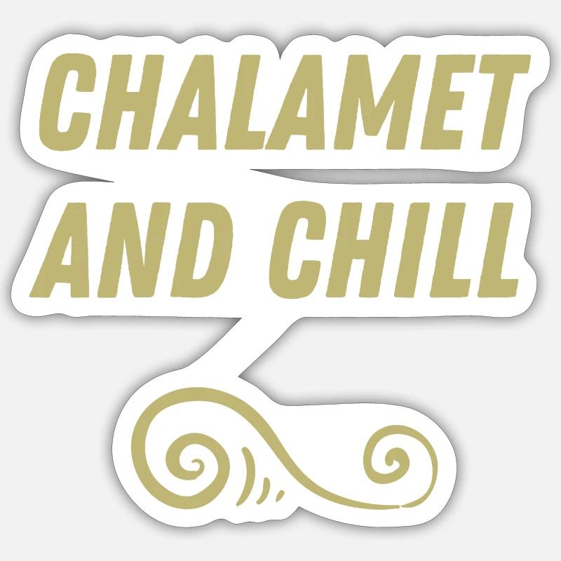 Arc doré « Chalamet and Chill », design élégant - Sticker taille S (10 x 10 cm) - blanc mat