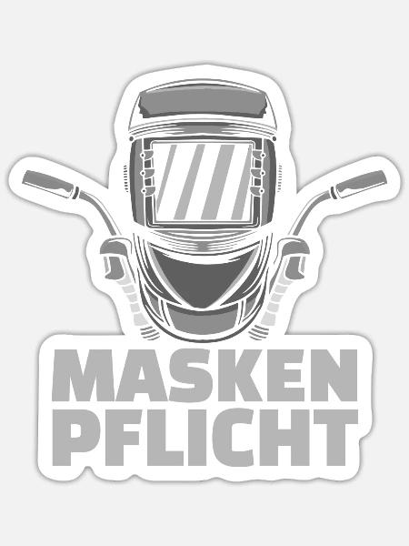 Maskenpflicht Schweißer - Sticker Größe S (10 x 10 cm) - Mattweiß