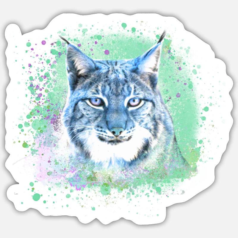 wildcat,lynx,blue,graffiti,painting,cat - Sticker size S (10 x 10 cm) - white matte