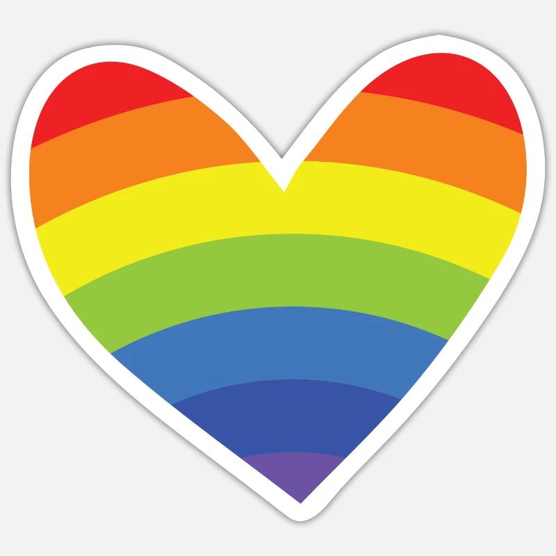 Regenbogen - Herz - Sticker Größe S (10 x 10 cm) - Mattweiß