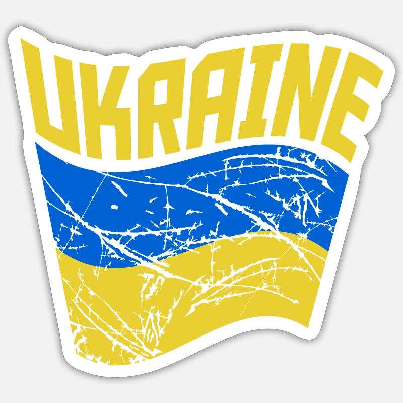 Drapeau Wehen Ukraine - Sticker taille S (10 x 10 cm) - blanc mat