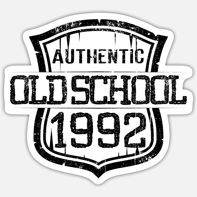 Ancienne école authentique 1992 - Sticker taille S (10 x 10 cm) - blanc mat