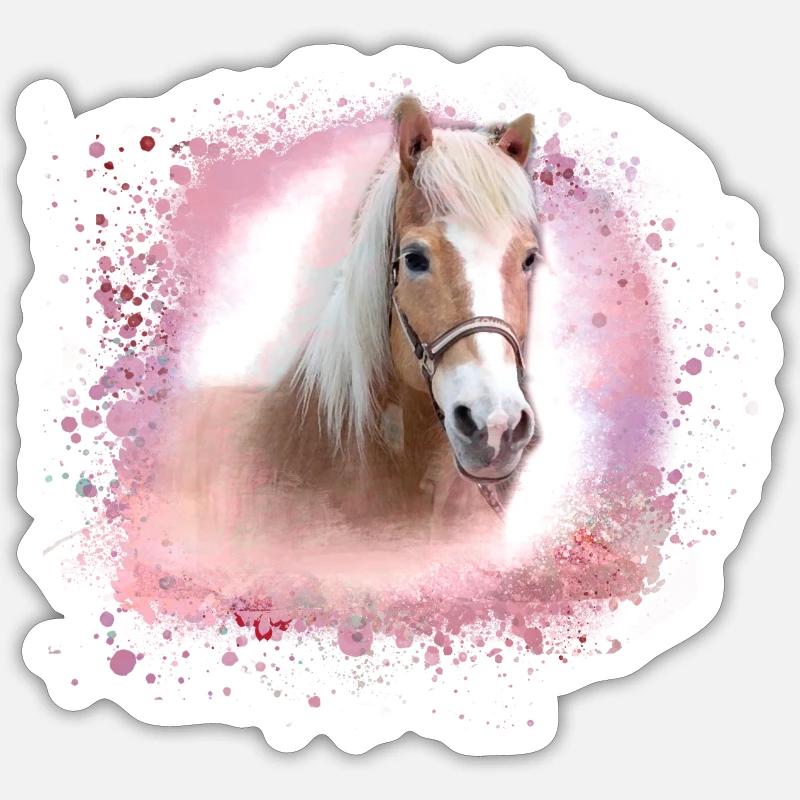 haflinger,pferd,graffiti, malerei, pferdekopf,rosa - Sticker Größe S (10 x 10 cm) - Mattweiß