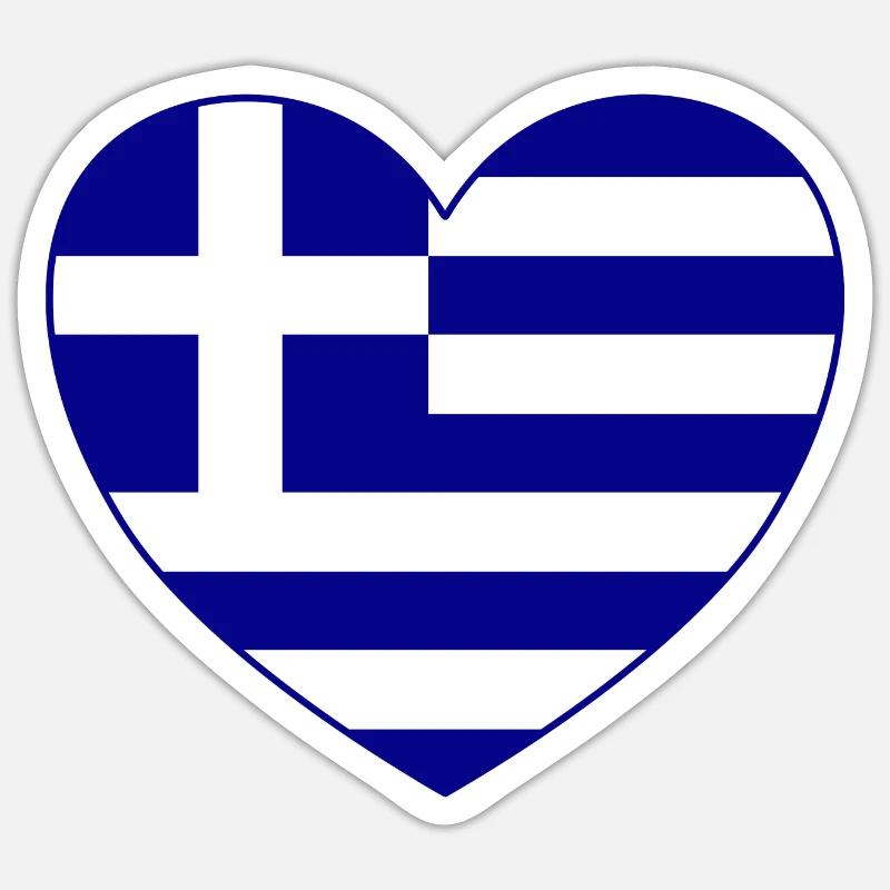 Grèce Drapeau Coeur de Hellas Sticker taille S (10 x 10 cm)