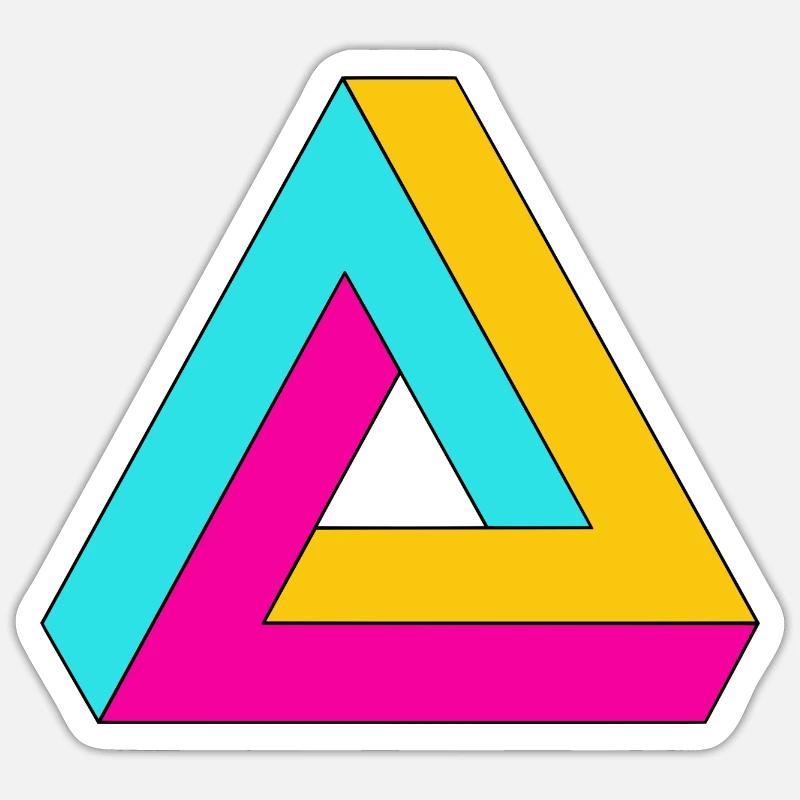 Impossible triangle optical illusion - Sticker size S (10 x 10 cm) - white matte