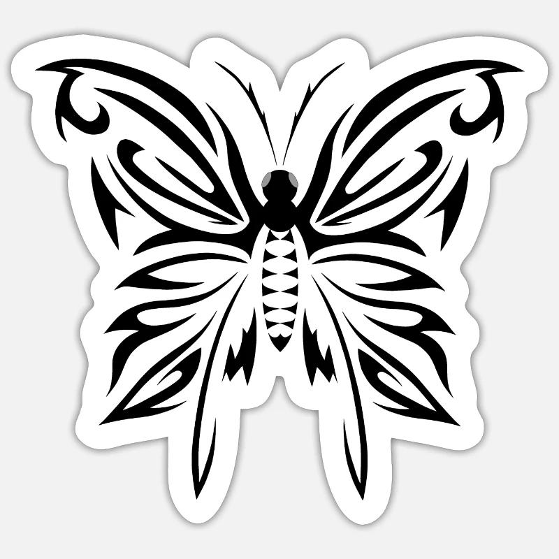 Gothic Schmetterling schwarz weiß Version - Sticker Größe S (10 x 10 cm) - Mattweiß