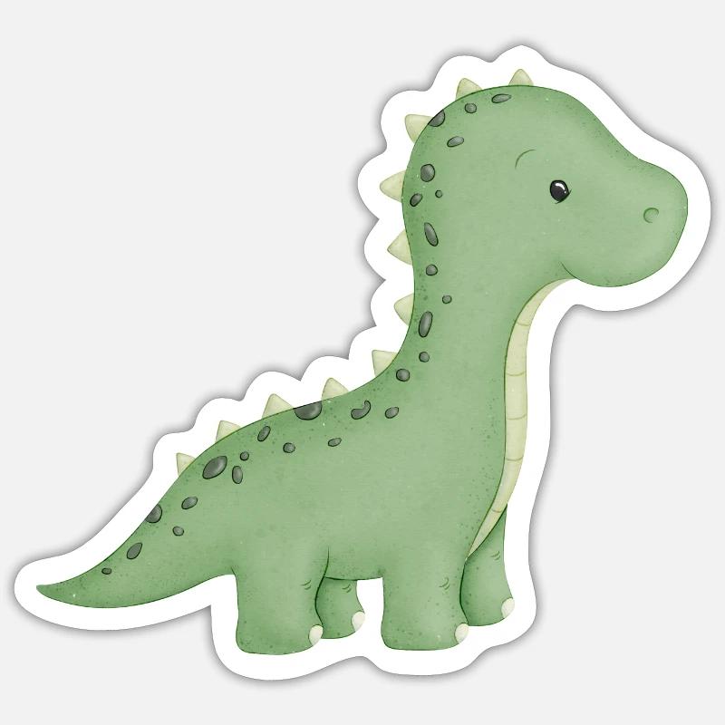dino mignon - Sticker taille S (10 x 10 cm) - blanc mat