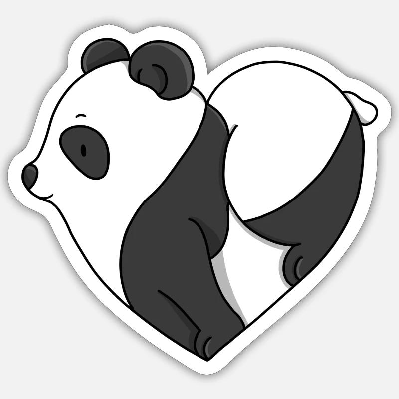 Liebe Panda - Sticker Größe S (10 x 10 cm) - Mattweiß