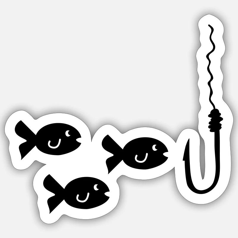 Pêche au poisson Sticker taille S (10 x 10 cm)