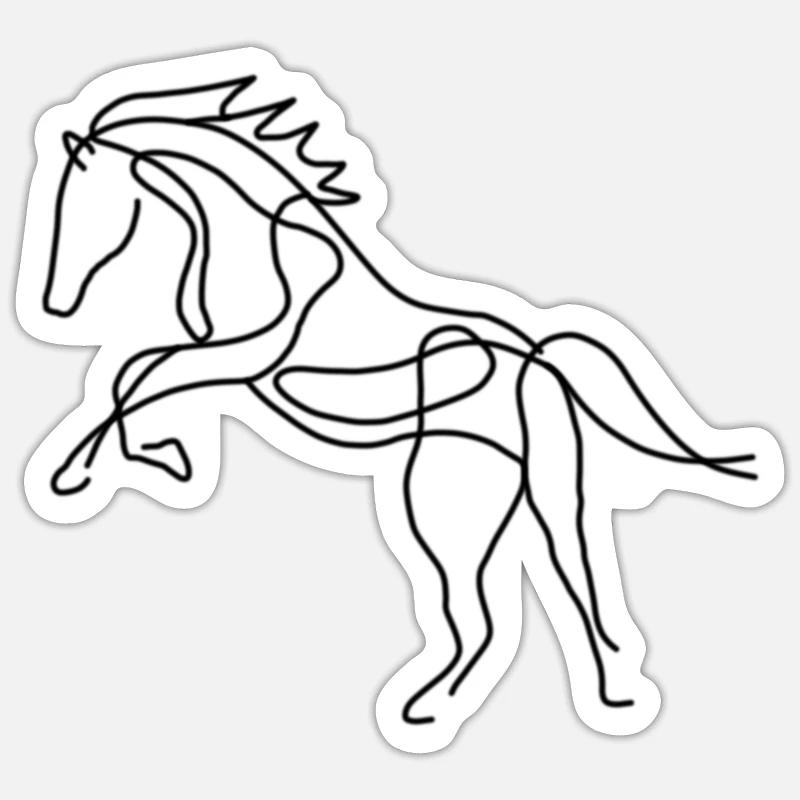 Cheval Cavalier Cheval - Sticker taille S (10 x 10 cm) - blanc mat
