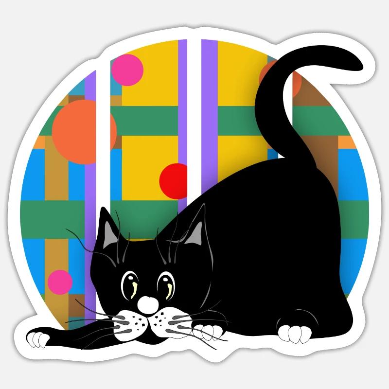Katze - Sticker Größe S (10 x 10 cm) - Mattweiß