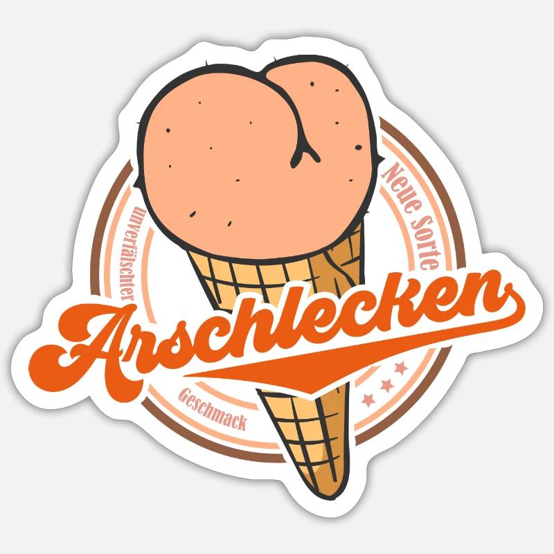 Arschlecken (Neue-Eis-Sorte-Edition) - Sticker Größe S (10 x 10 cm) - Mattweiß
