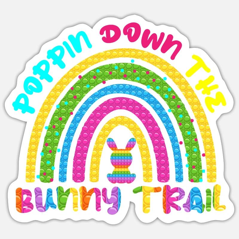 Poppin Down The Rabbit Trail Rabbit Pop It Rainbow Sticker Größe S (10 x 10 cm)