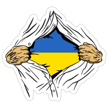 Drapeau de l’Ukraine Vintage Drapeau ukrainien d’occasion Look - Sticker taille S (10 x 10 cm) - blanc mat - Devant