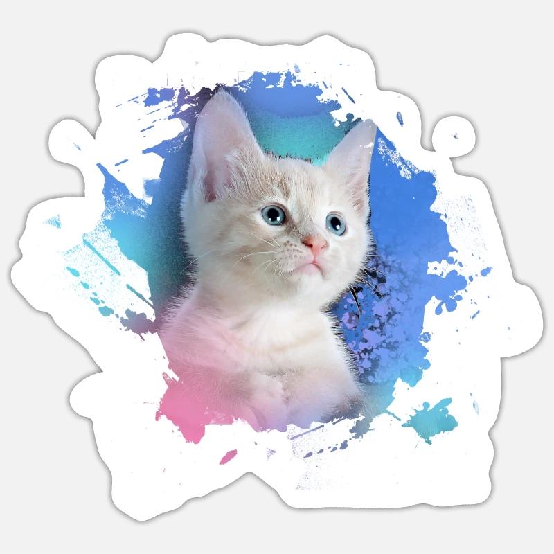 kitten,cat,kitten,graffiti,painting,pink - Sticker size S (10 x 10 cm) - white matte