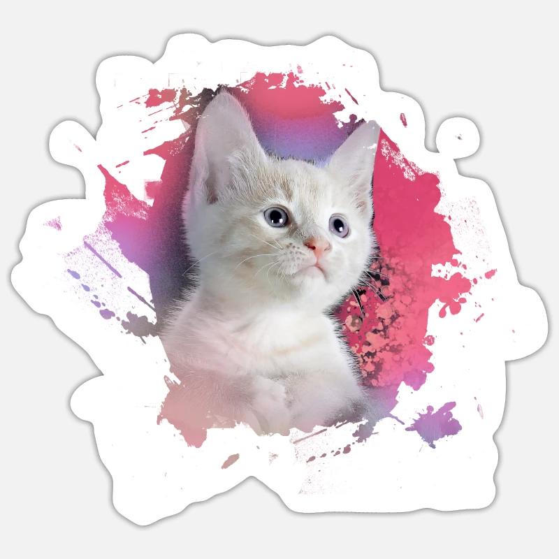 kitten,cat,kitten,graffiti,painting,pink - Sticker size S (10 x 10 cm) - white matte