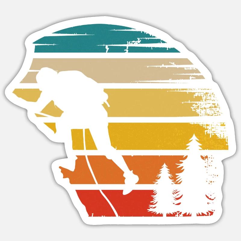 Retro Sonne und Klettern - - Sticker Größe S (10 x 10 cm) - Mattweiß