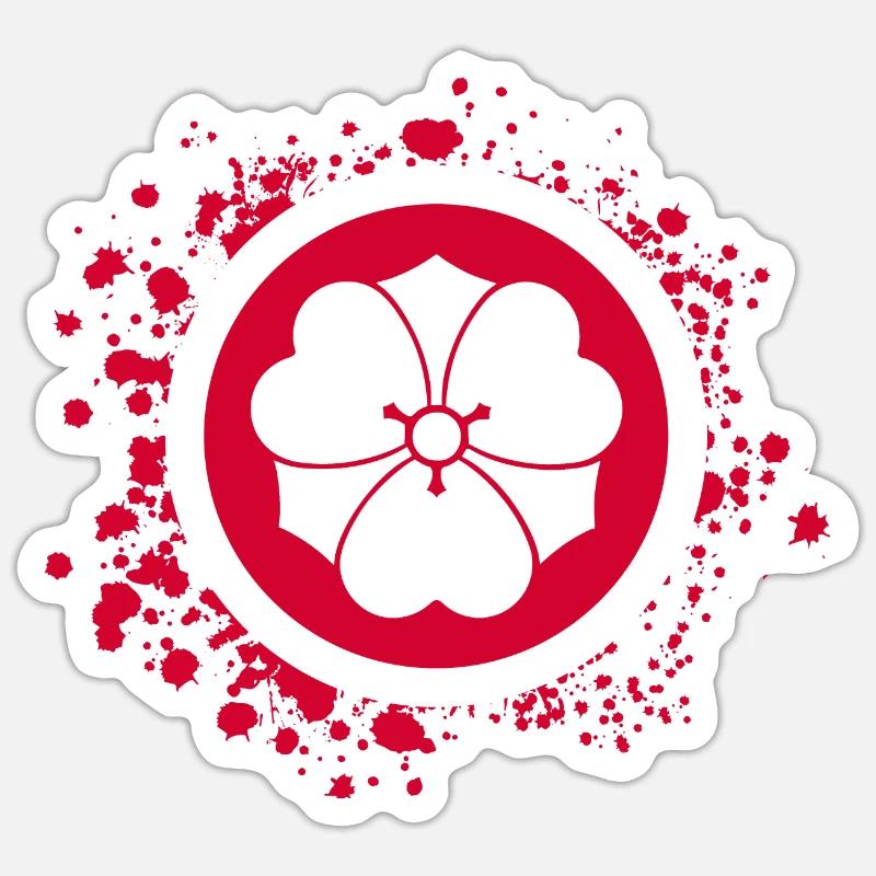Kamon paint cherry sakura 2 - Sticker taille S (10 x 10 cm) - blanc mat