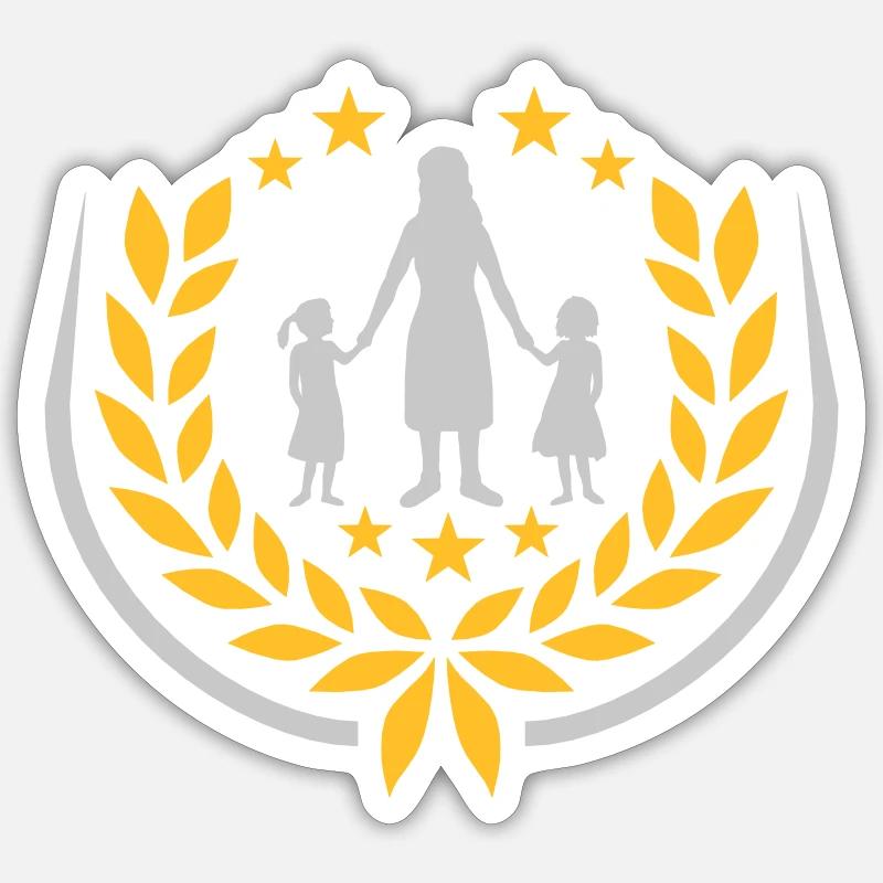 2 Töchter Mutter Lorbeerkranz Sticker Größe S (10 x 10 cm)